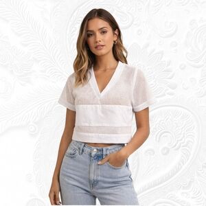 Kendall & Kylie White Mesh Crop Top